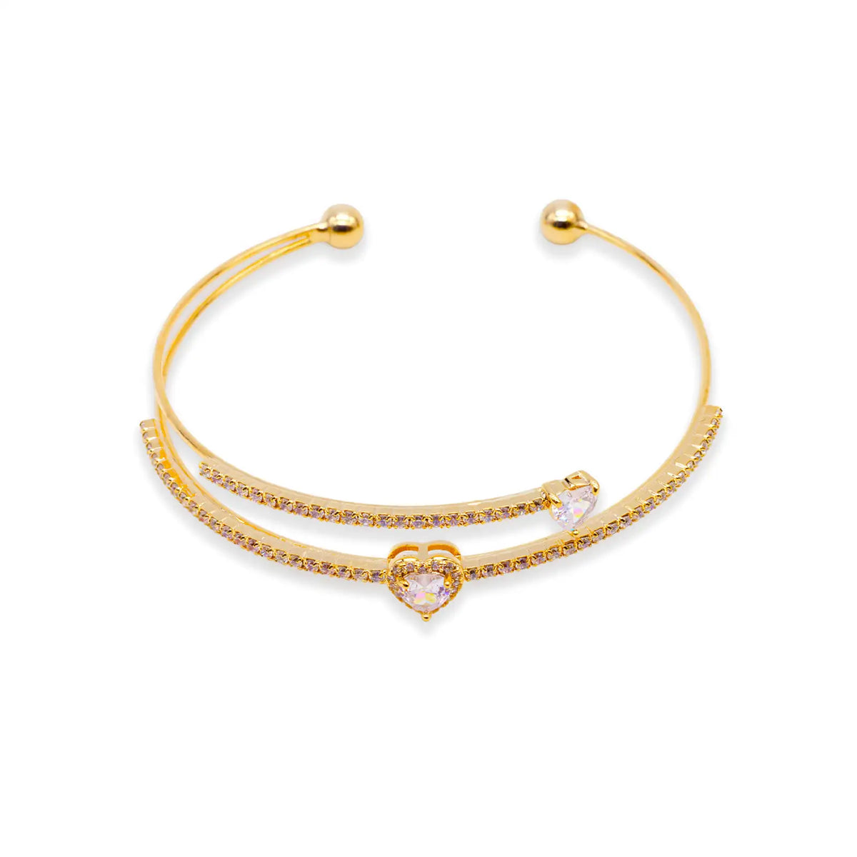 Armreif goldfarben mit Herzen und Zirkonia