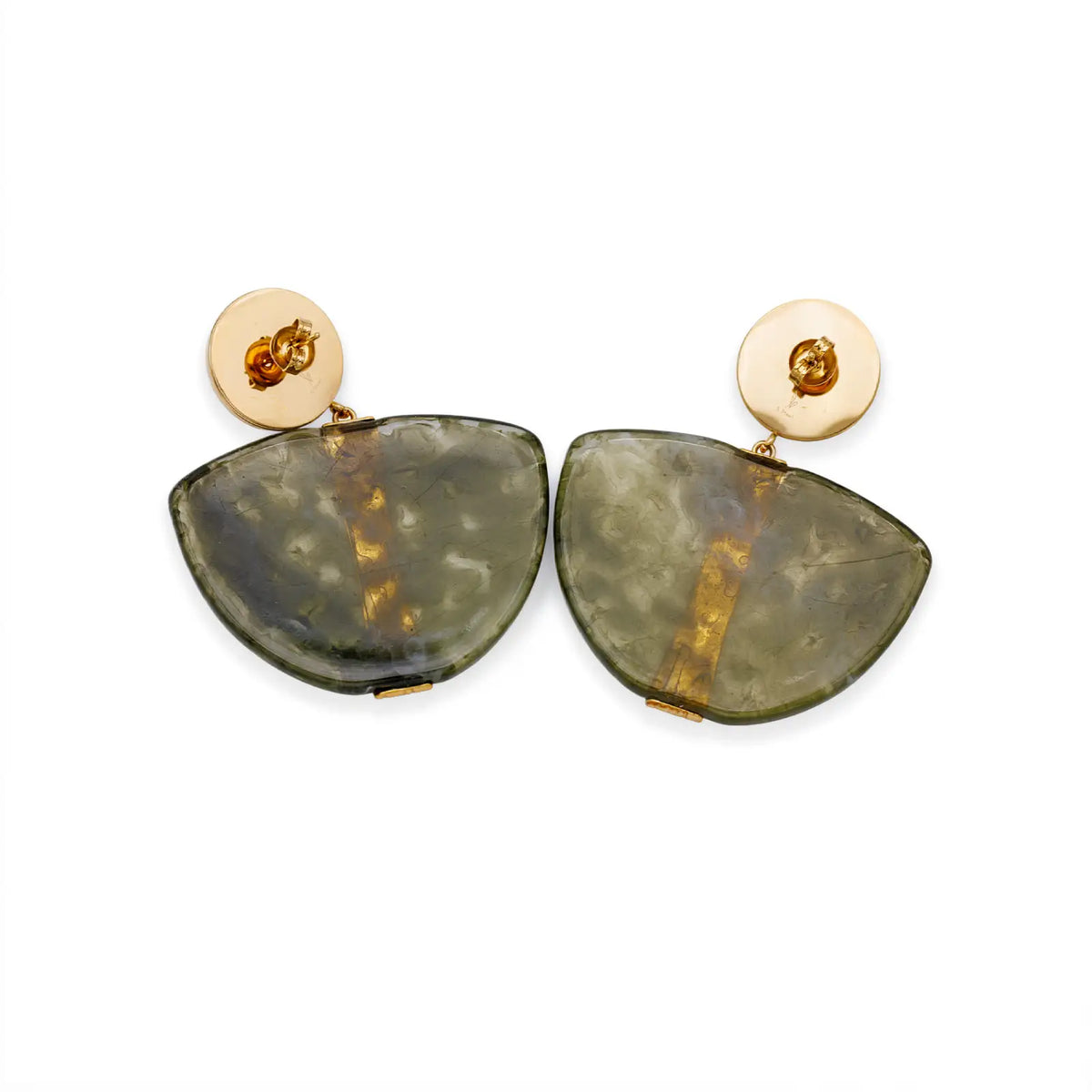 Statement Ohrringe goldfarben mit marmoriertem Acetat