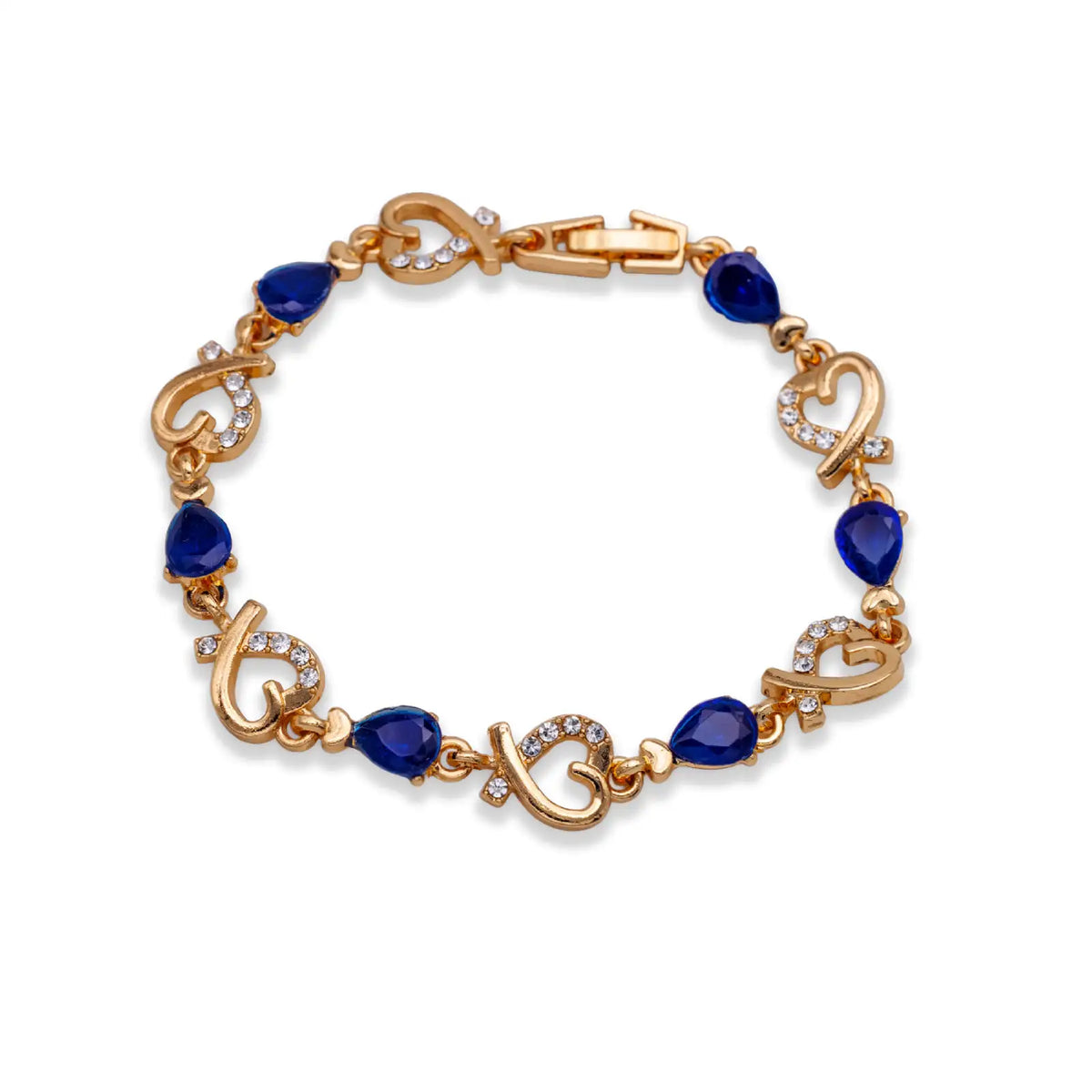 Armband mit Herz und blauen Kristallen
