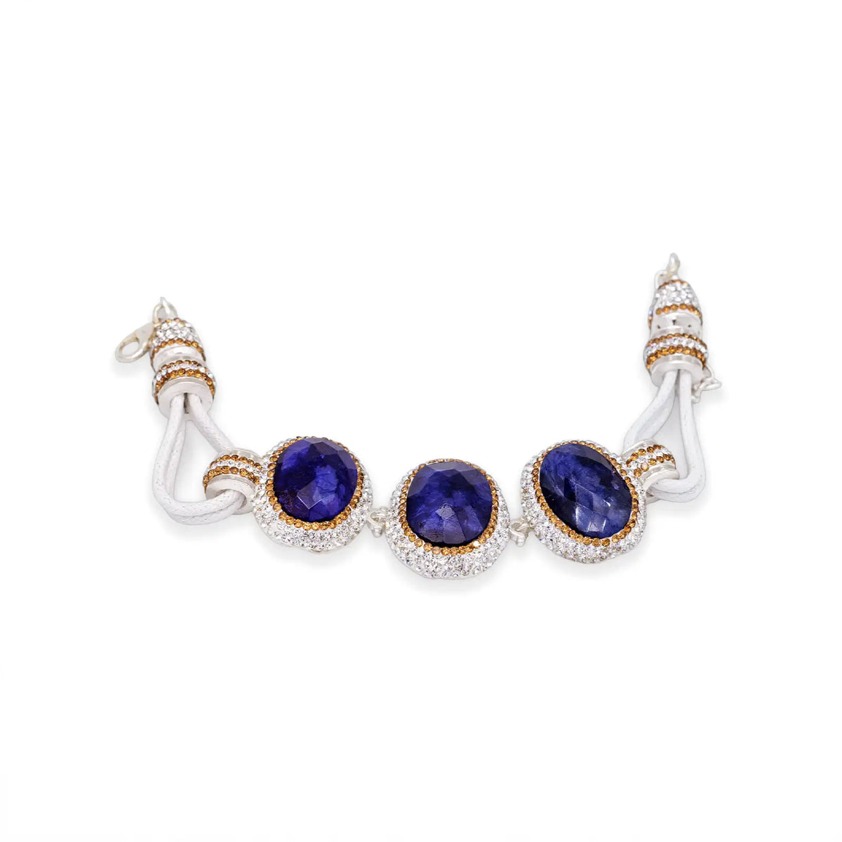 Armband mit saphirblauen Steinen und Kristallakzenten