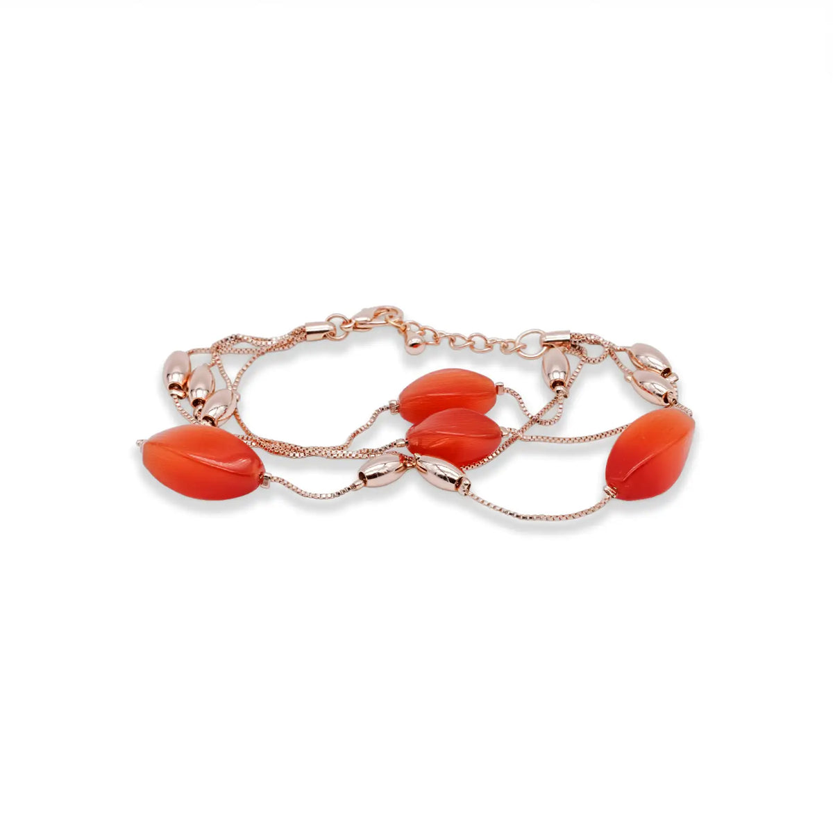 Armband roségoldfarben mit roten Designelementen