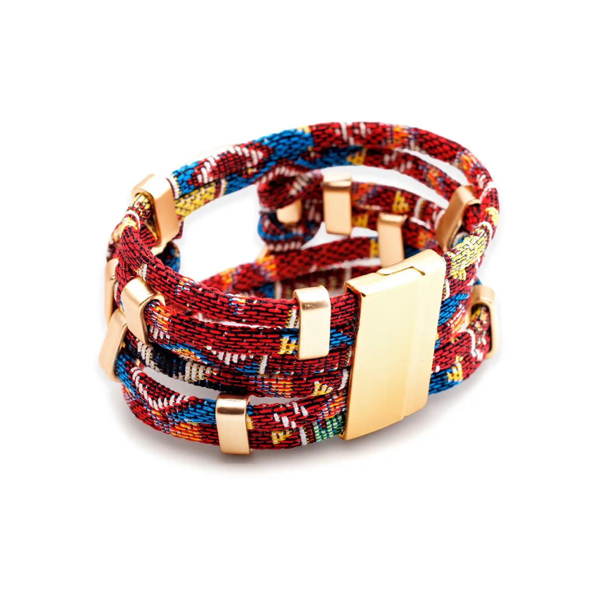 Boho-Wickelarmband mit Magnetverschluss – Ethno-Muster, mehrreihig