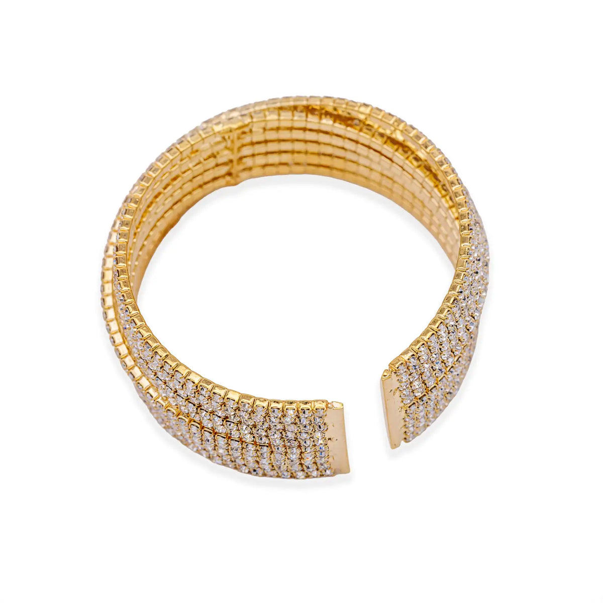 Armreif goldfarben mit Kristallen – offen und voller Licht