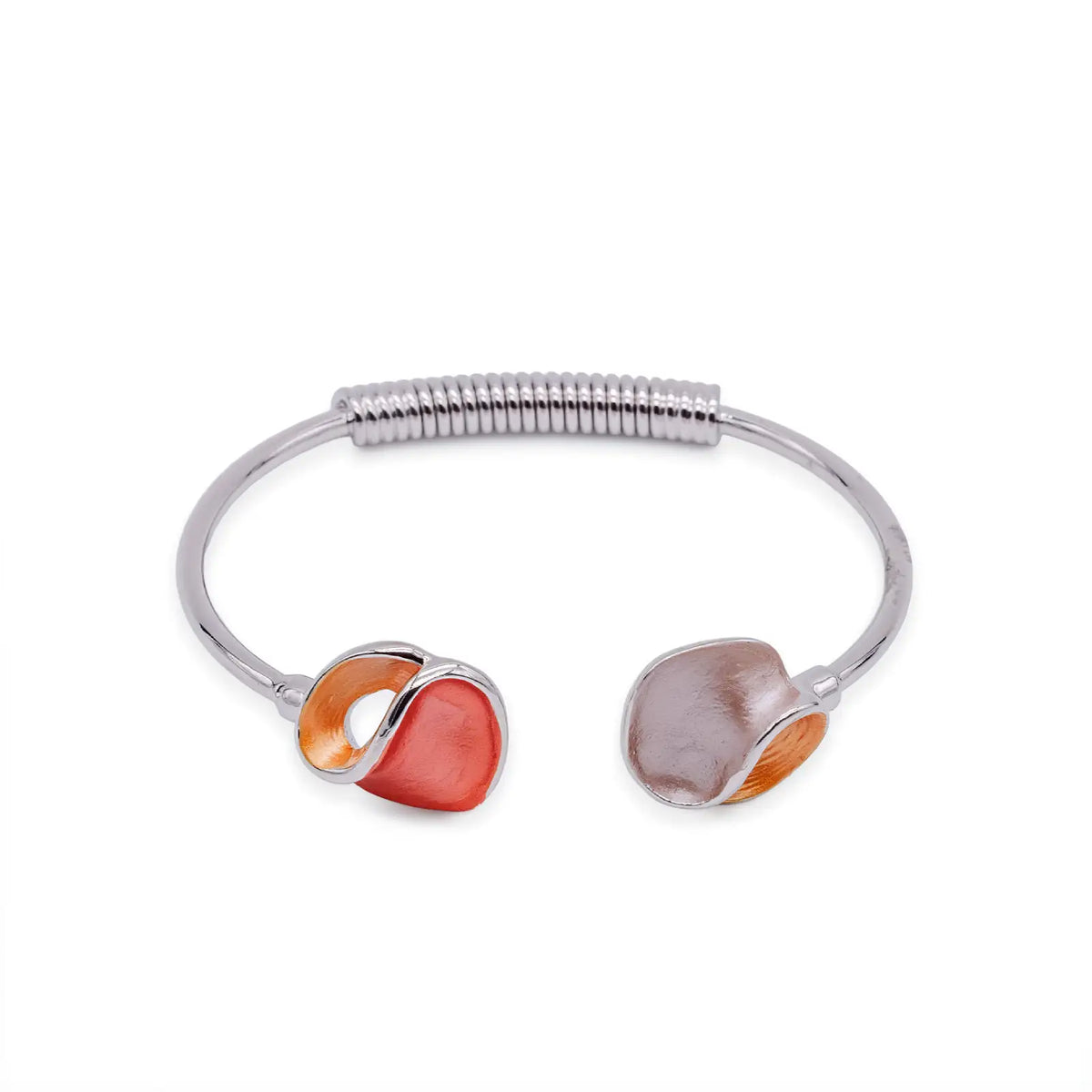 Armreif silberfarben mit orangen Akzenten