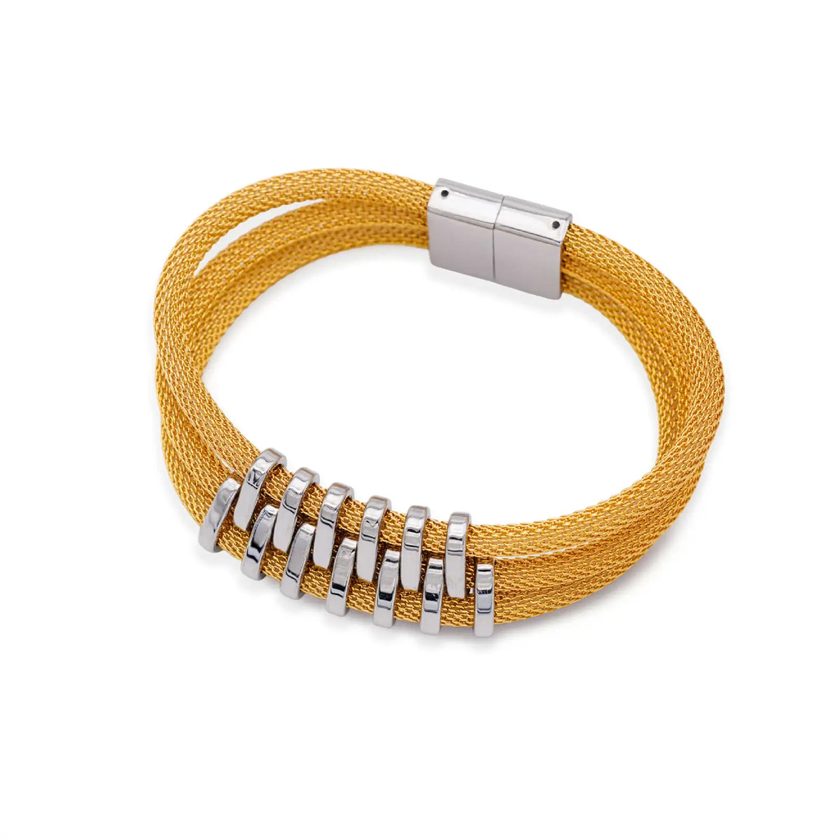 Armband Edelstahl goldfarben – Netzstruktur mit klarer Haltung