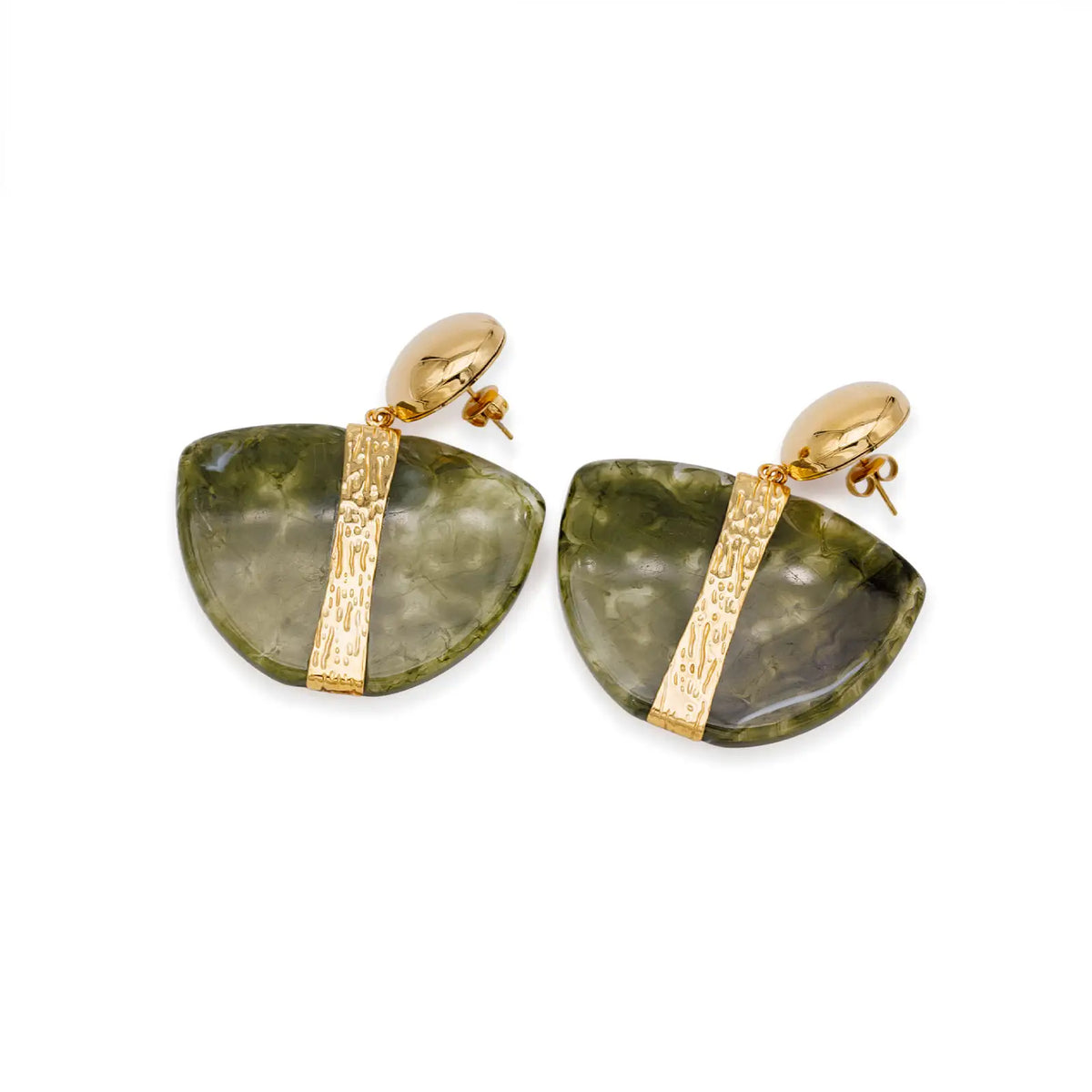 Statement Ohrringe goldfarben mit marmoriertem Acetat
