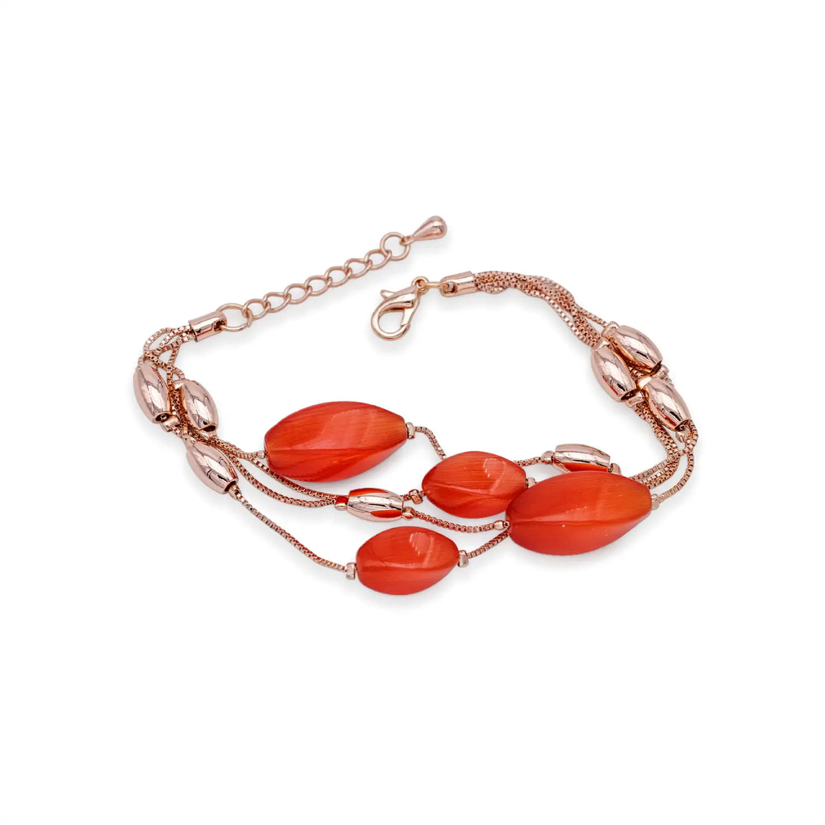 Armband roségoldfarben mit roten Designelementen