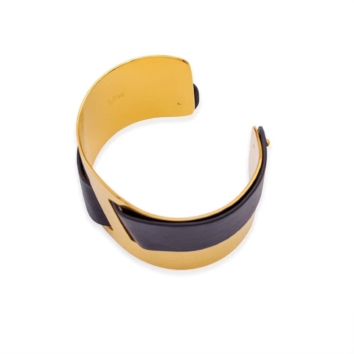 Armreif goldfarben mit abnehmbarem Lederband