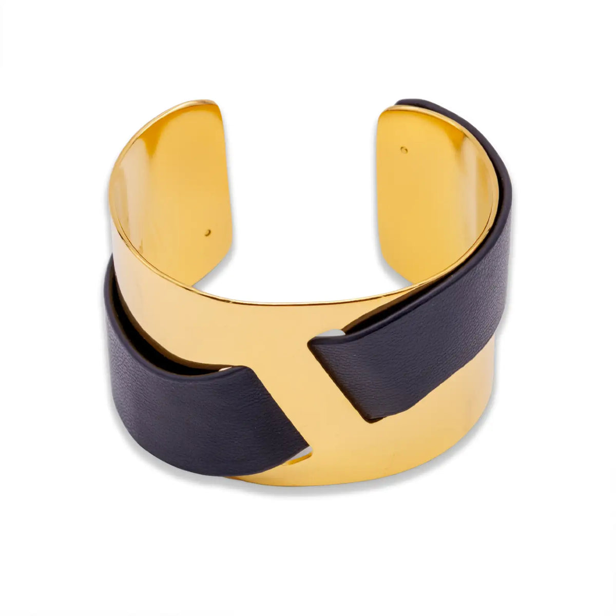 Armreif goldfarben mit abnehmbarem Lederband