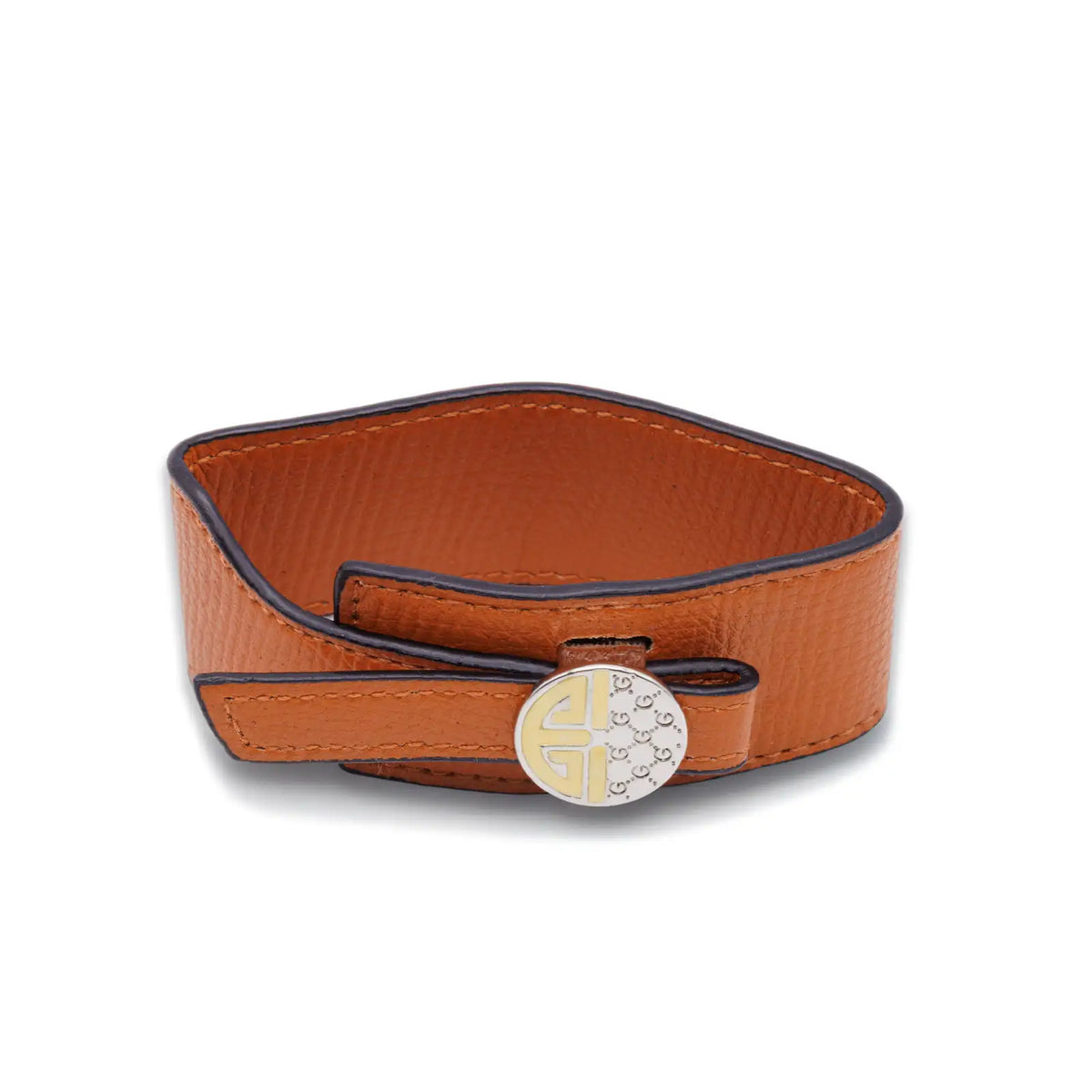 Lederarmband cognacbraun – Schiebeschlaufe in Bicolor