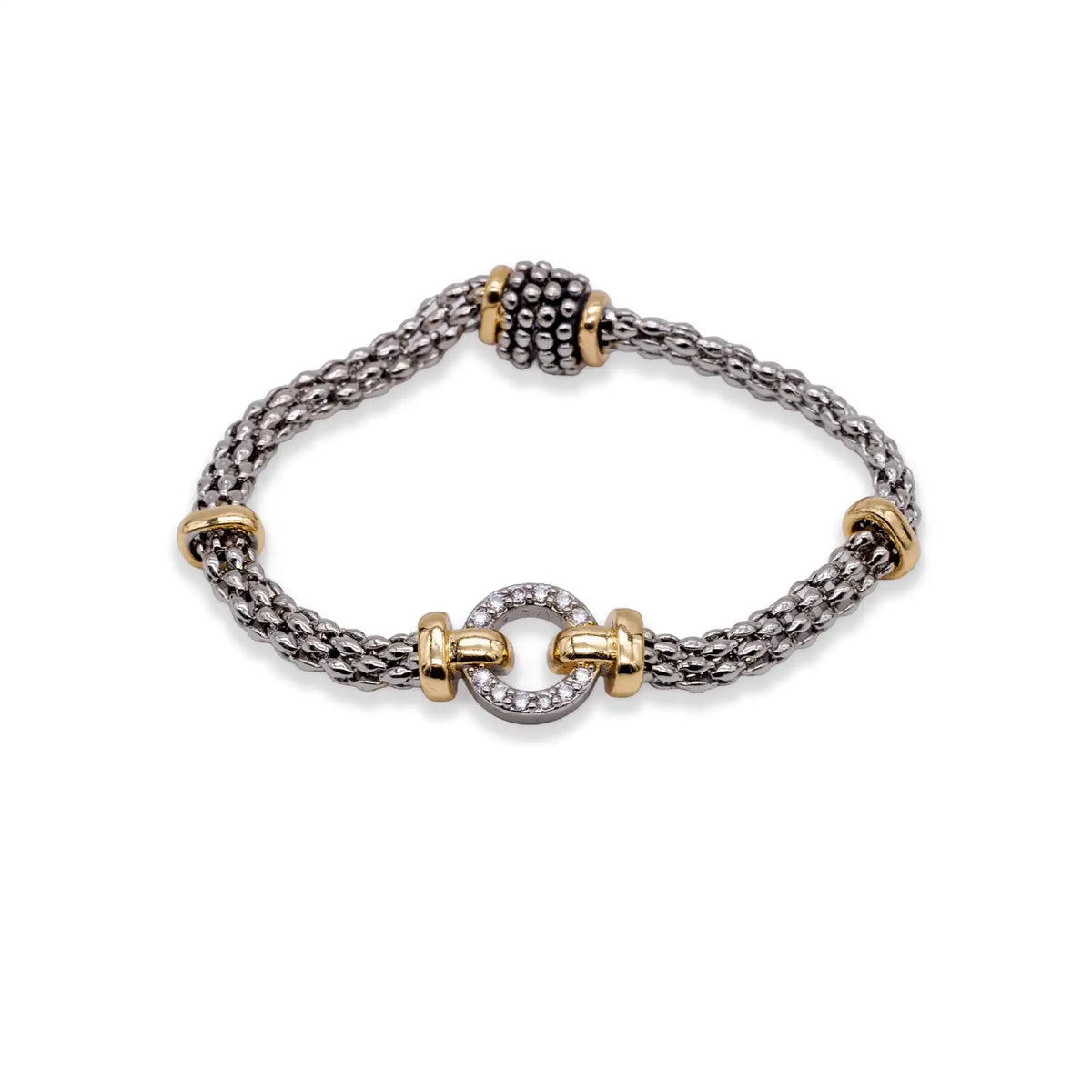 Armband silberfarben mit Magnetverschluss und goldfarbenen Akzenten
