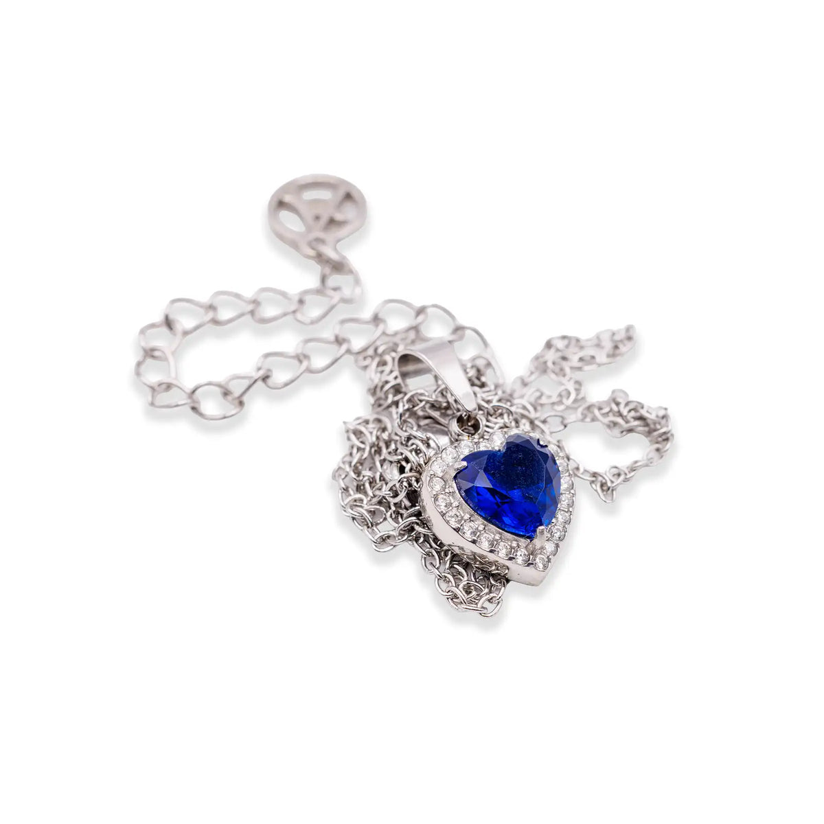 Halskette mit Herzanhänger silberfarben mit blauem Zirkon