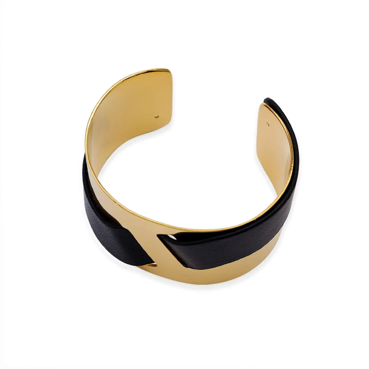 Armreif goldfarben mit abnehmbarem Lederband