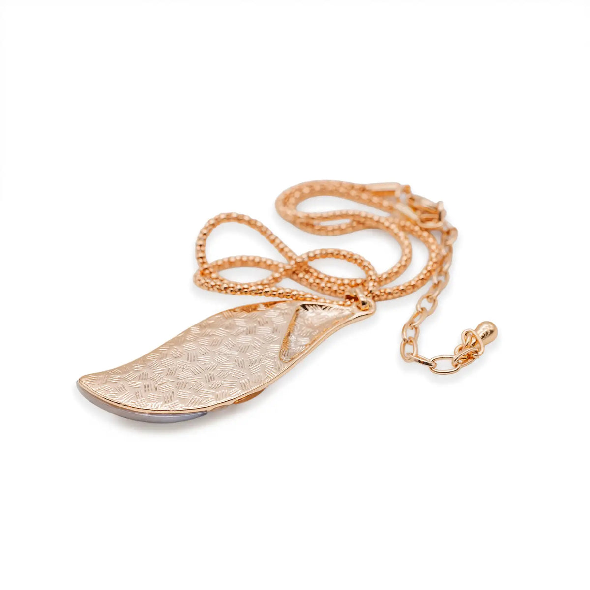 Rotgoldfarbenes Design-Collier mit Perlmutt-Anhänger