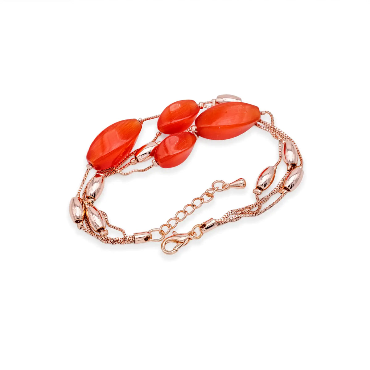 Armband roségoldfarben mit roten Designelementen