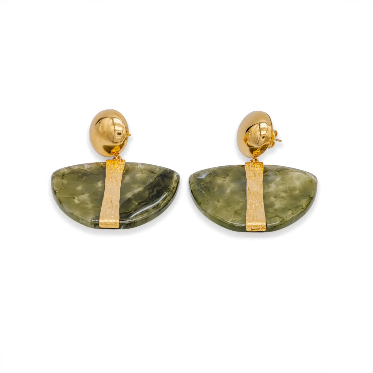 Statement Ohrringe goldfarben mit marmoriertem Acetat