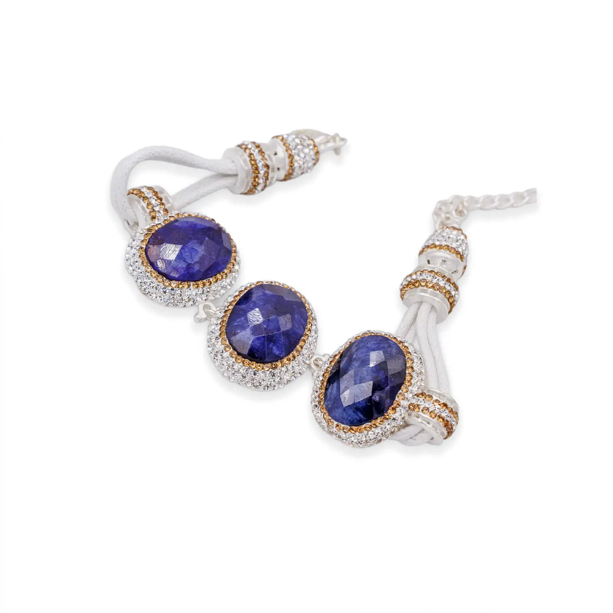 Armband mit saphirblauen Steinen und Kristallakzenten