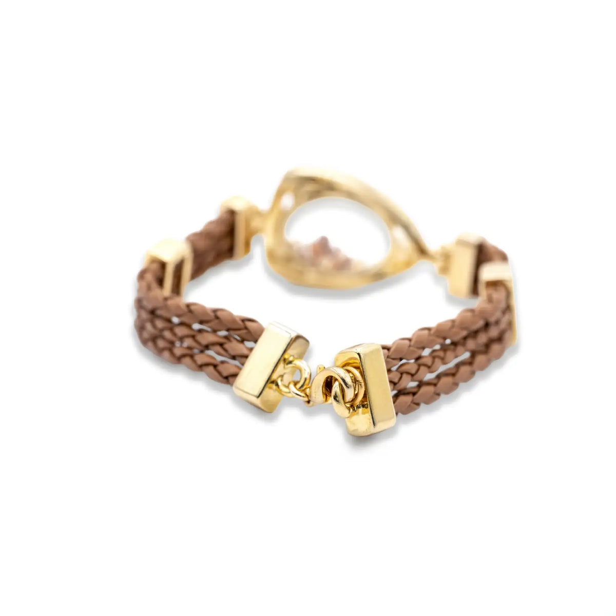 Lederarmband goldfarben mit Glaselement