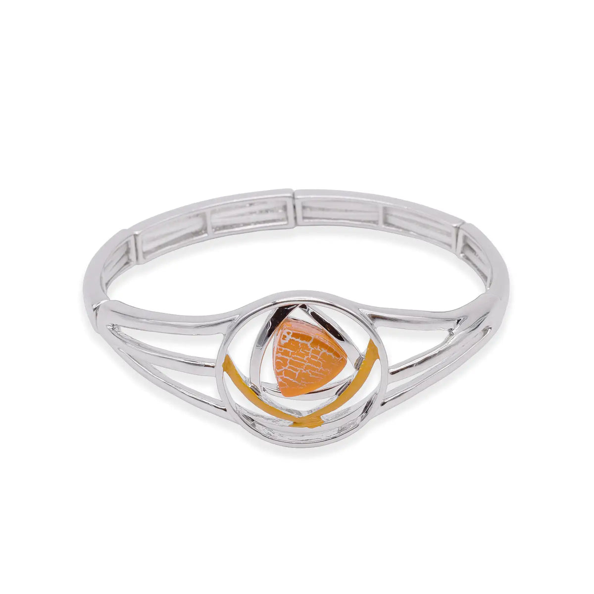 Armband silberfarben mit orangefarbenem Zentrum