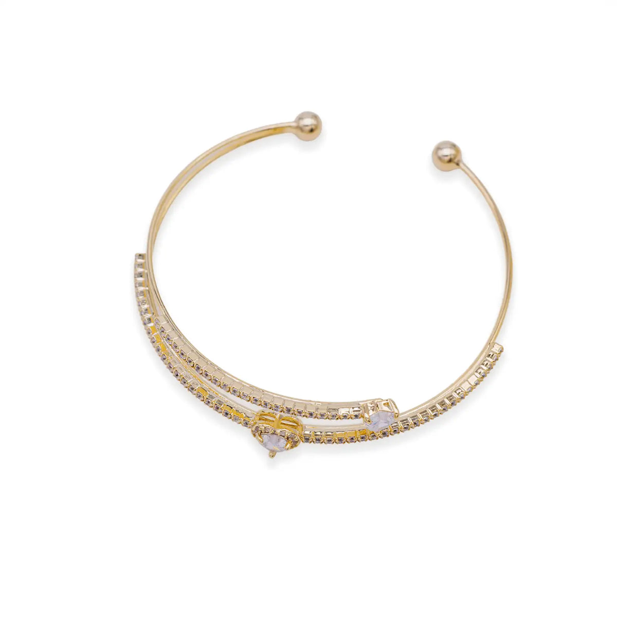Armreif goldfarben mit Herzen und Zirkonia