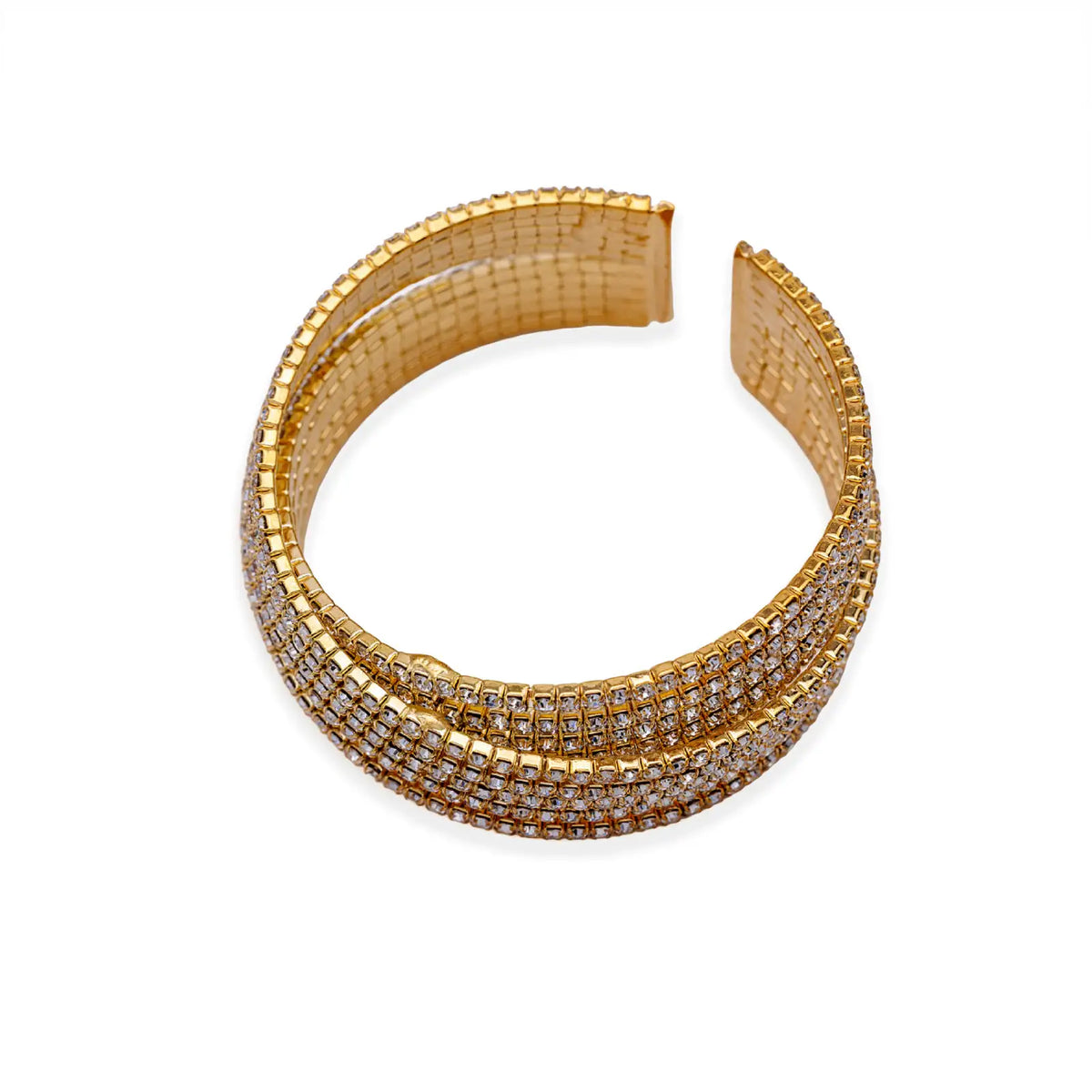 Armreif goldfarben mit Kristallen – offen und voller Licht