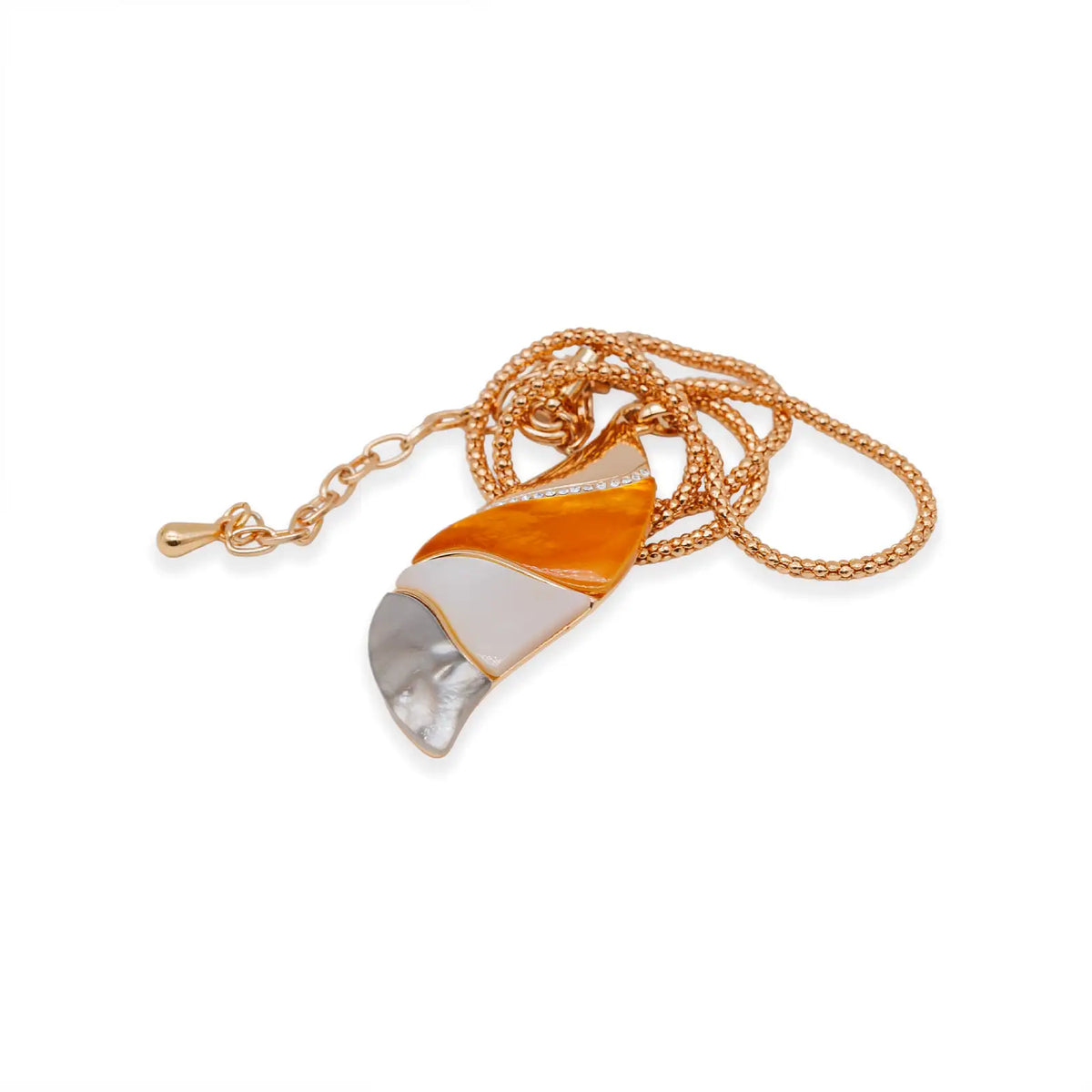 Rotgoldfarbenes Design-Collier mit Perlmutt-Anhänger