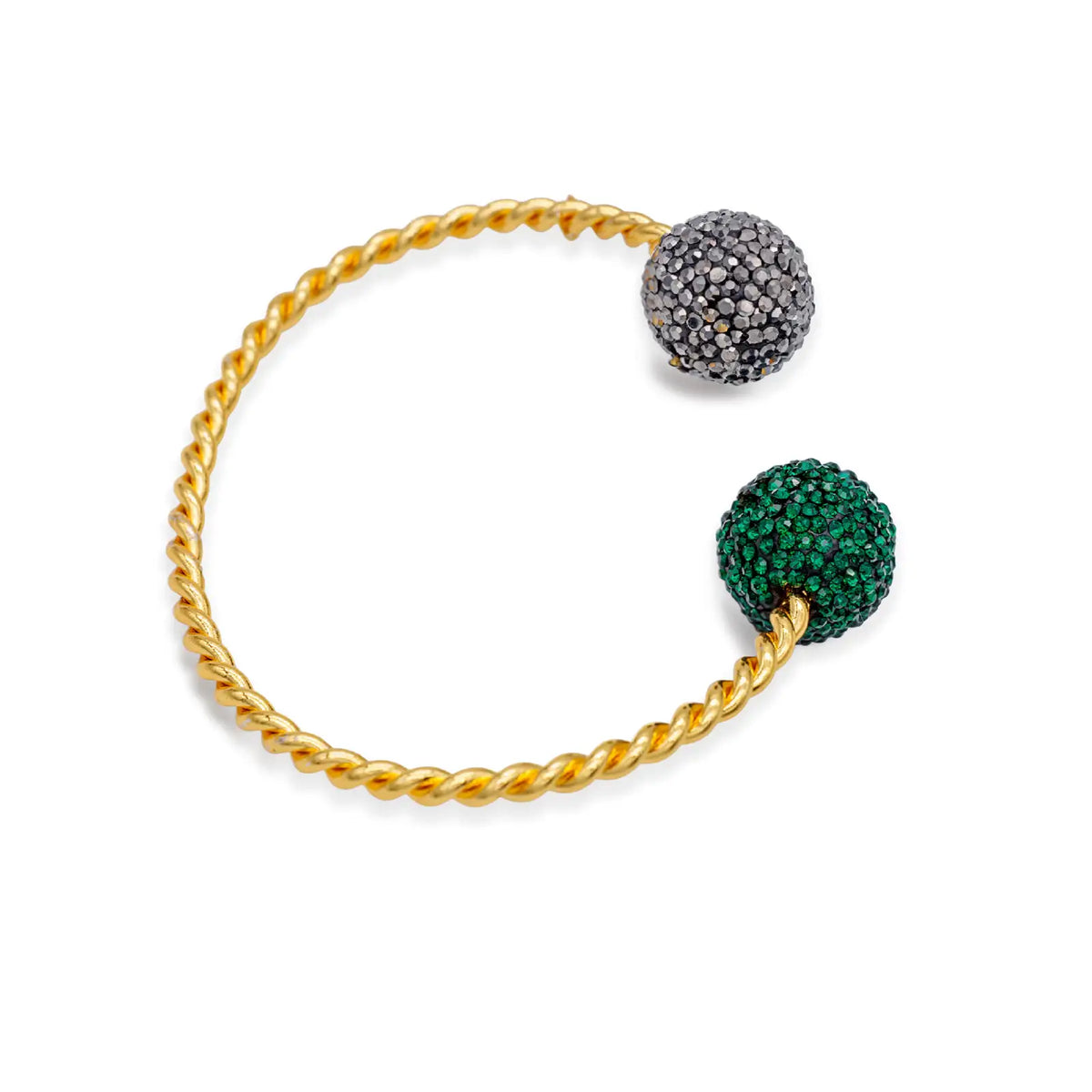 Armreif goldfarben mit grün-grauem Pavé-Detail
