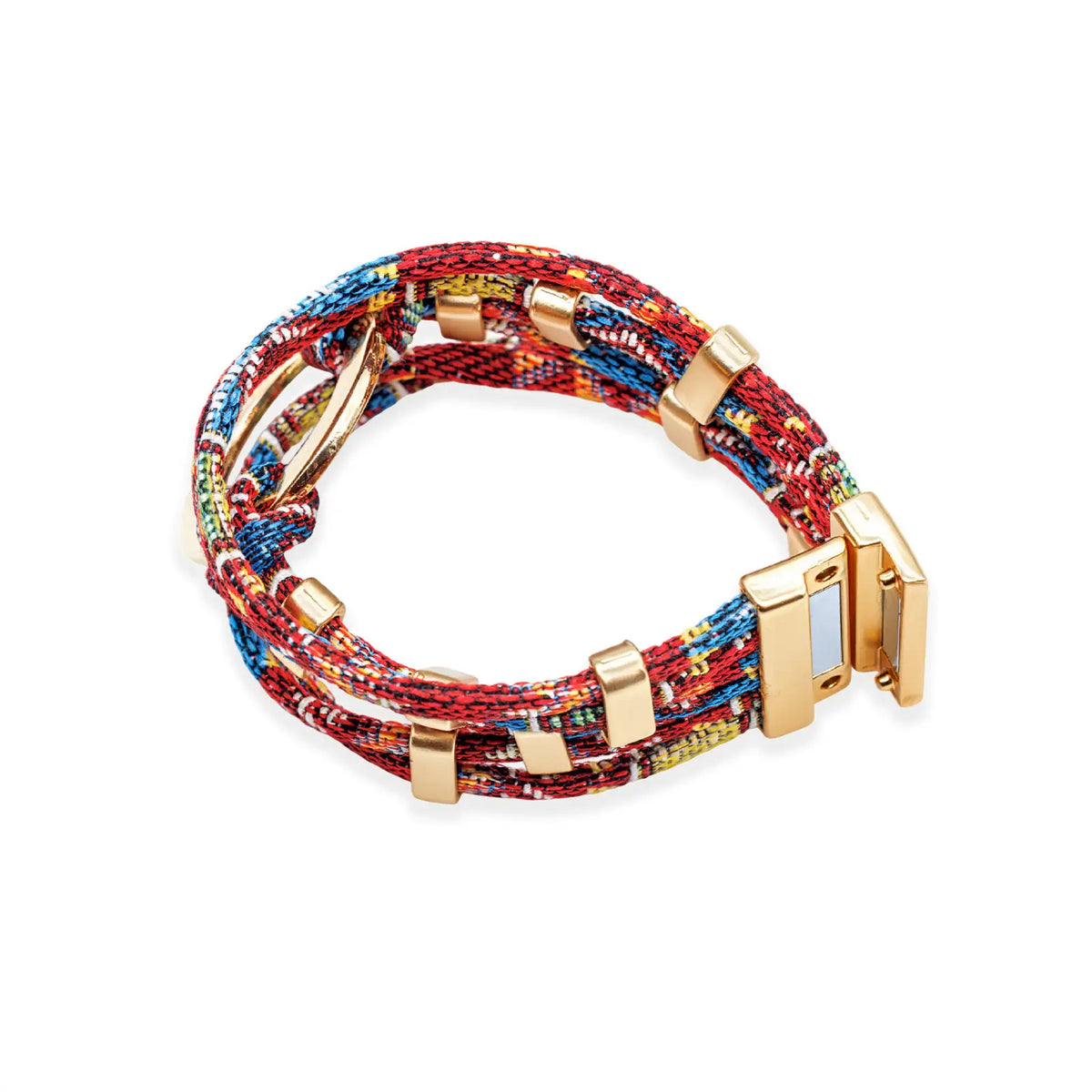 Boho-Wickelarmband mit Magnetverschluss – Ethno-Muster, mehrreihig
