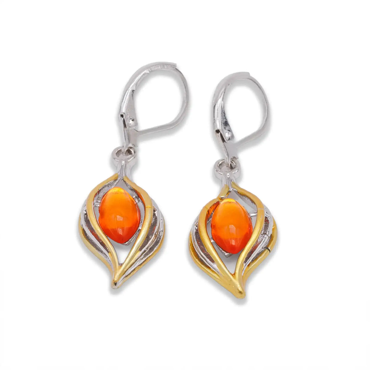 Ohrhänger mit orangerotem Stein