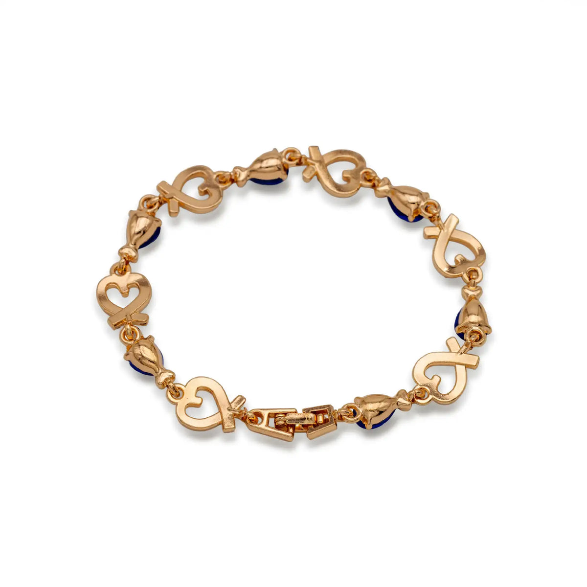 Armband mit Herz und blauen Kristallen