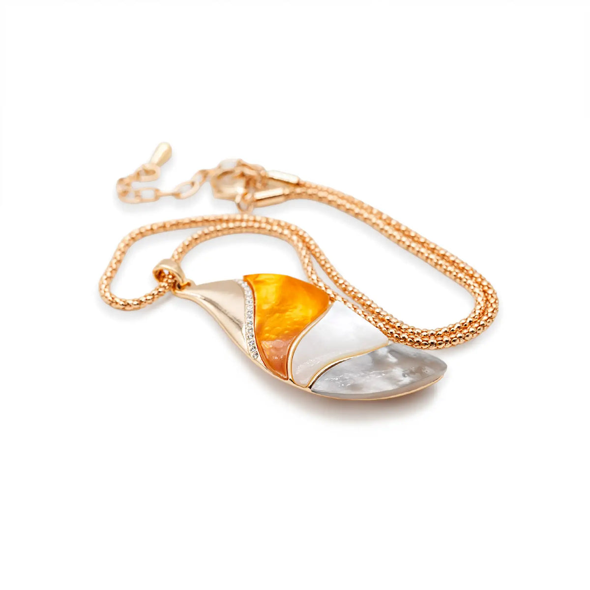 Rotgoldfarbenes Design-Collier mit Perlmutt-Anhänger